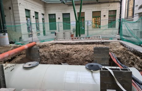 A Klauzál-téri esővízgűjtő ciszterna elhelyezése (forrás: Huzián Zsófia)